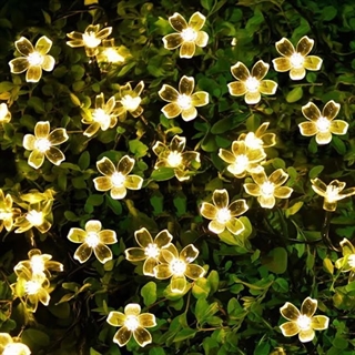 Solcelle lyskæde med kirsebærblomster - Varmt hvidt lys - 7 M 50 LED